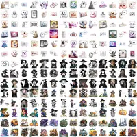 Preview of Halloween clipart bundle featuring cute ghosts holding boo signs, various witch character illustrations, and haunted houses. Ideal for planner stickers.