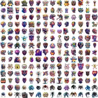 Grid view of vibrant, psychedelic monster and skull clipart. Colorful, neon-style Halloween creatures and heads perfect for bold sublimation designs.