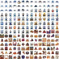 Grid view of spooky spiders, Halloween gnomes in wizard costumes, and pumpkin scenes. Assortment of isolated PNG elements for scrapbooking and sublimation.