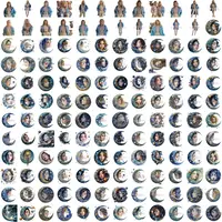 Mega grid collection showing women in blue winter coats and fantasy girls sitting on crescent moons. Celestial watercolor clipart variety for scrapbooking. Isolated PNGs for sublimation.