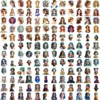Grid view showing variety of watercolor girls wearing floral crowns and holding bouquets. Beautiful spring themed portraits for sublimation, wedding invites and greeting cards.
