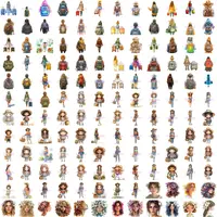 Assortment of watercolor women travelers seen from behind carrying backpacks and suitcases. Includes autumn fashion styles perfect for travel journals and scenic layouts.