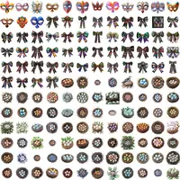 Collection preview of ornate venetian masks, dark decorative ribbons, and easter nests. Watercolor clipart set for sophisticated crafting and party decor.