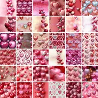 Seamless pattern collection displaying sparkling heart balloons and bokeh light effects. Festive pink textures for wrapping paper and digital planning.