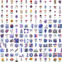 Grid view showing variety of colorful wildflower clipart including red poppies, bluebells, and botanical stems. Full collection preview perfect for wedding invitations and garden-themed planner layouts.