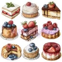 Video preview of Mega Bundle Mix Watercolor Clipart. Slideshow featuring witches, wedding dresses, and fairy garden elements. Isolated PNGs for scrapbooking.