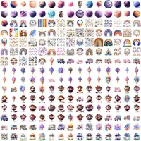 Grid view showing a massive variety of watercolor elements including colorful planets, boho rainbows, sweet ice cream cones, and fruit sundaes. Perfect for stickers and digital scrapbooking.