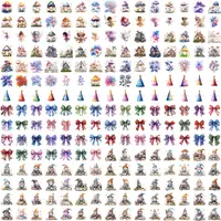 Grid view showing cute fantasy elements including flower fairies, garden gnomes, whimsical mushroom houses, party hats, and ribbons. Ideal for nursery decor and birthday invitations.