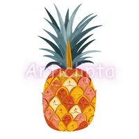 Whimsical pineapple clipart featuring cute happy faces textured on the fruit skin. Orange and yellow tropical fruit illustration for planner stickers and kids decor.