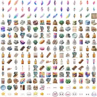 Grid view of spa and wellness clipart including face masks and towels, mixed with colorful boho feathers and cute stars. PNGs for lifestyle blogs.