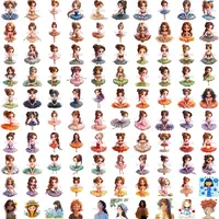 Collection preview of cute chibi ballerinas and little girls in tulle dresses. Watercolor character clipart perfect for planner stickers and nursery decor.