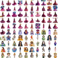 Preview of women wearing starry night galaxy dresses and trendy modern outfits. Watercolor fashion illustrations perfect for scrapbooking and POD designs.