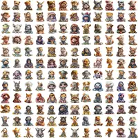 Cozy Woodland Animals Clipart Bundle grid view showing variety of foxes, bears and raccoons in warm hoodies. Perfect for sticker sheets and digital scrapbooking.