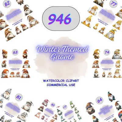 Winter Themed Gnome Clipart Mega Bundle