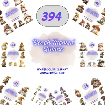 Beach Themed Gnome Clipart Mega Bundle for Sublimation