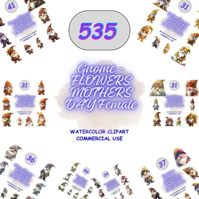 535 Mother's Day Gnome Clipart Mega Bundle