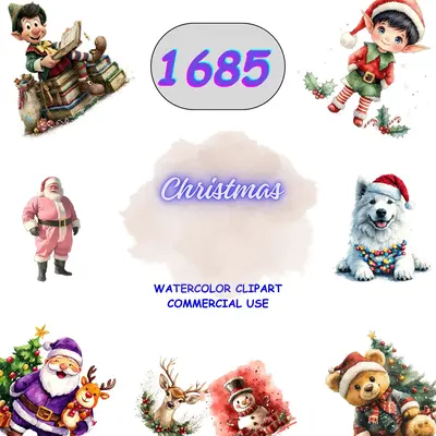 Santa Claus and Christmas Elves Clipart Bundle