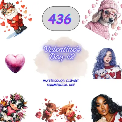 Valentine's Day Hearts and Gnomes Clipart Bundle