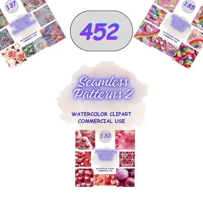 Glitter Embroidery Rainbow Seamless Pattern JPG