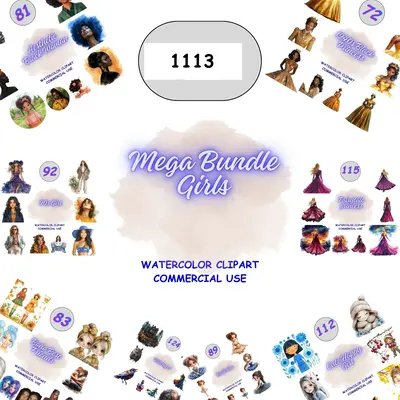 Mega Bundle Girls Fashion Watercolor Clipart for Planners